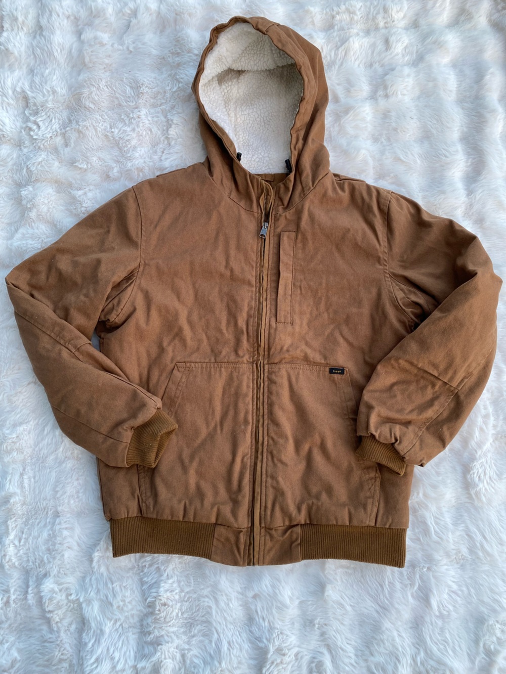 Lee Men's Brown Hooded Bomber Jacket